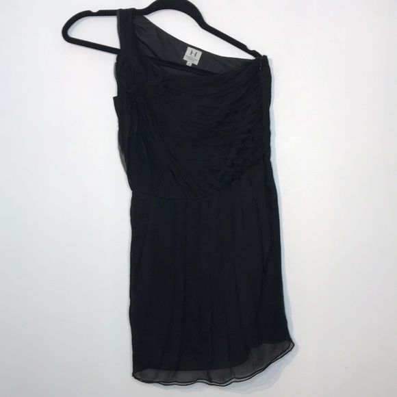 HALSTON rosette silk chiffon one shoulder tunic top - Picture 3 of 11